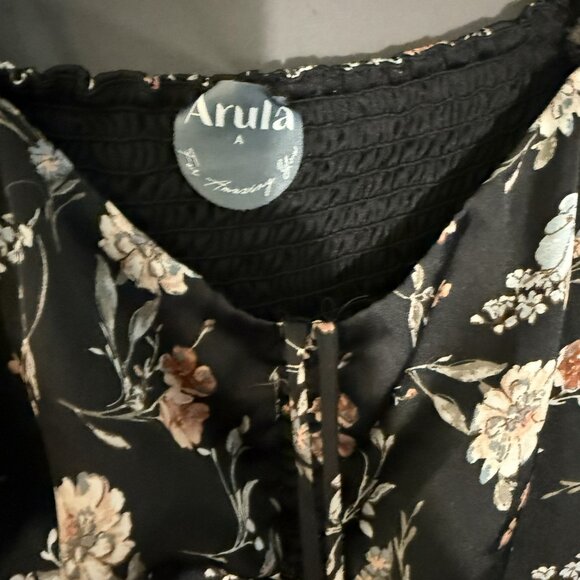 Arula Black Floral Satin Dress | Size A (Plus) - Picture 3 of 4
